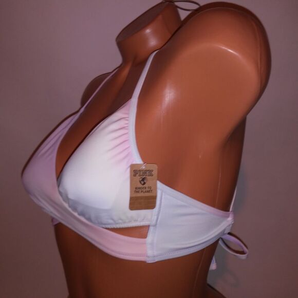 Victoria Secret PINK Swim Bikini Top XS Pastel Tie Dye Fade Wrap Halter String - Picture 10 of 16